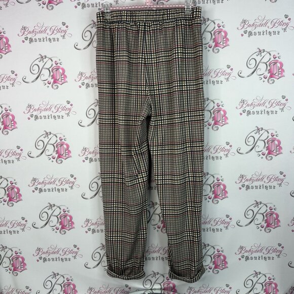 A.C.W. Pants cuffed bottom stripes picnic style Plaid Trousers - Picture 2 of 9
